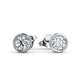 0.30Ct Lab Grown Diamond Bezel Set Solitaire Studs Earrings in White Gold