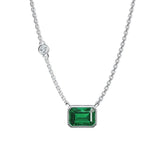 1.50Ct Solitaire Emerald Lab Grown Diamond Bezel Set Pendant Necklace in Silver