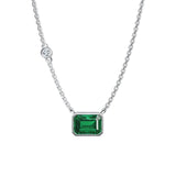 1.50Ct Solitaire Emerald Lab Grown Diamond Bezel Set Pendant Necklace in Silver