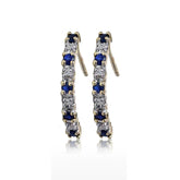0.35Ct Lab Grown Diamond Sapphire Half Huggie Studs Earrings in Gold