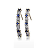 0.35Ct Lab Grown Diamond Sapphire Half Huggie Studs Earrings in Gold