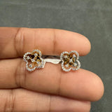 0.40 Carat Natural Diamond Clover Shape 18K Yellow Gold Stud Earring for Women