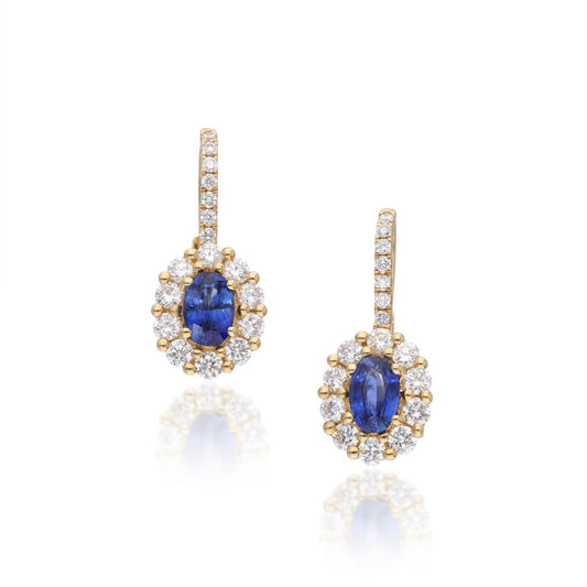 0.40Ct Lab Created Blue Sapphire Diamond Dangle Drop in Gold