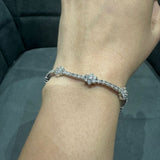 5.25 Carat Round Natural Diamond Cluster Tennis Bracelet in 9K White Gold