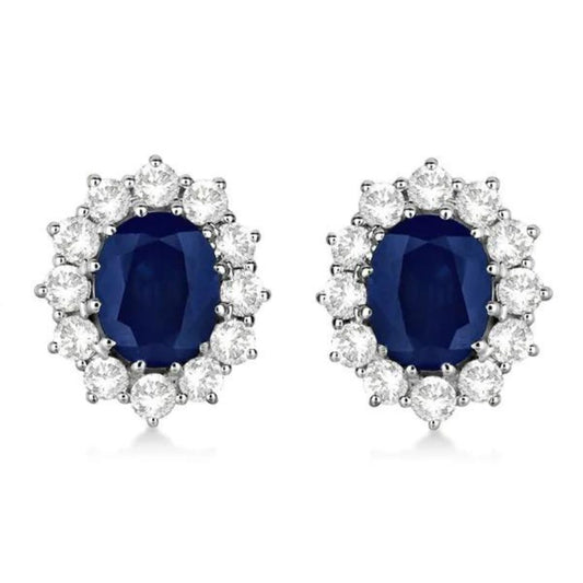 0.50Ct Lab Grown Diamond Oval Sapphire Cluster Studs Earring Gold