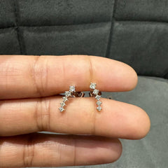 0.50 Carat Round Natural Diamond Bar Set Stud Earrings in 9K White Gold