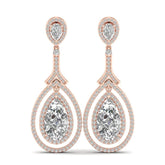 6.00Ct Lab Grown Diamond Pear Drop Dangle Earrings in Rose Gold