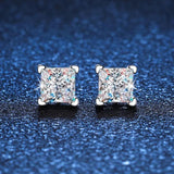 Lab Grown Princess Solitaire Diamond Studs Earrings in Platinum