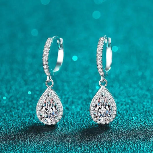 0.30Ct Lab Grown Diamond Dangle Drop Earrings in 9K White Gold
