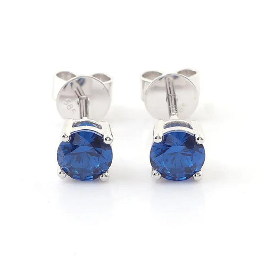 0.80Ct Blue Sapphire Stone in White Gold Solitaire Studs Earrings