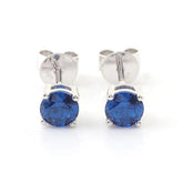 0.80Ct Blue Sapphire Stone in White Gold Solitaire Studs Earrings