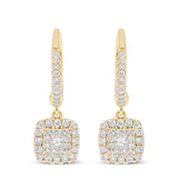 Princess Solitaire Ohrhänger mit im Labor gezüchteten Diamanten in Gelbgold