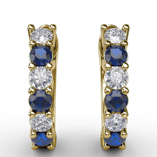 0.78Ct Lab Grown Diamond Sapphire Huggie Earrings in Yellow Gold