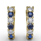 0.78Ct Lab Grown Diamond Sapphire Huggie Earrings in Yellow Gold