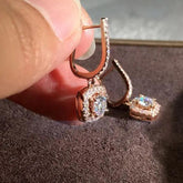 2.00 Ct Lab Grown Diamond Halo Dangle Drop White Gold Earring