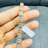 Natural Round and Baguette Cut Cluster Diamond Necklace in 9K Rose Gold | 16.81Ct