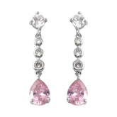 0.07Ct Lab Grown Diamond Pear Pink Sapphire Dangle Drop Earrings in Gold