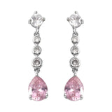 0.07Ct Lab Grown Diamond Pear Pink Sapphire Dangle Drop Earrings in Gold