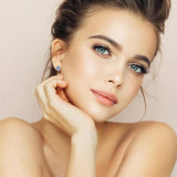 0.50Ct Lab Grown Diamond Solitaire Aquamarine Cluster Studs Earring in Gold