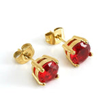 0.73Ct Solitaire Ruby Stone Stud Earrings in Yellow Gold