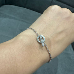 Round Natural Diamond Toggle Bracelet in Platinum for Women | Luxury Jewelry