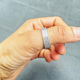 Platinum Multi Row Natural Diamond Eternity Band, Round Cut Micro Pavé Diamond Full Eternity Ring, Close Up Natural Diamond Multi Row Wedding Band