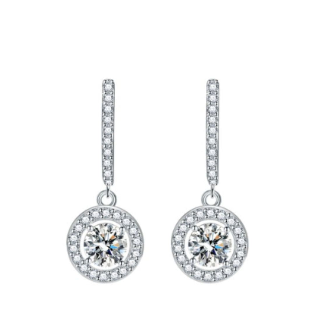 1.15Ct Lab Grown Diamond Dangle Drop Earrings in White Gold