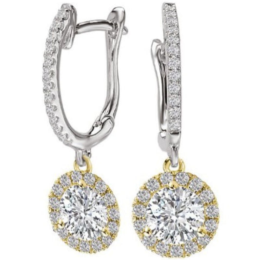 2.50Ct Lab Grown Diamond Dangle Drop Earrings in White Gold