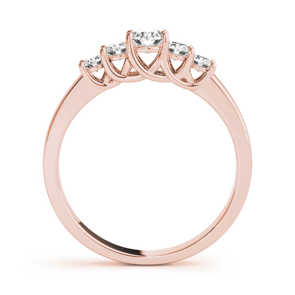 0.50-1.00ct Lab-Grown Round Diamond 5-Stone Scalloped Prong Diamond Ring, DE Color VVS Clarity