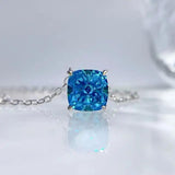 2.40Ct Lab Created Cushion Sapphire Solitaire Pendant in White Gold