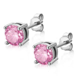 0.45Ct Sapphire Pink Round Solitaire Studs Earring in White Gold