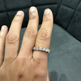 Bague demi-alliance en or blanc 9 carats sertie d'un diamant rond de laboratoire de 2,0 carats et serti griffes en U