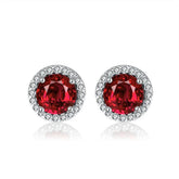 0.33Ct Ruby and Diamond Solitaire Studs Earrings in Yellow Gold