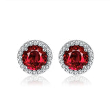 0.33Ct Ruby and Diamond Solitaire Studs Earrings in Yellow Gold