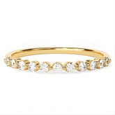 Round Lab Diamond Shared Prong Half Eternity Ring in 18K Yellow Gold | Wedding Jewellery