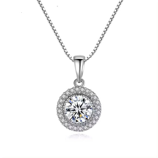 0.50Ct Round Solitaire Lab Grown Diamond Halo Pendant Necklace in Gold