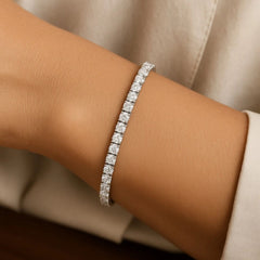 7.60 Carat Prong Set Natural Diamond Tennis Bracelet in Platinum | Ready To Ship