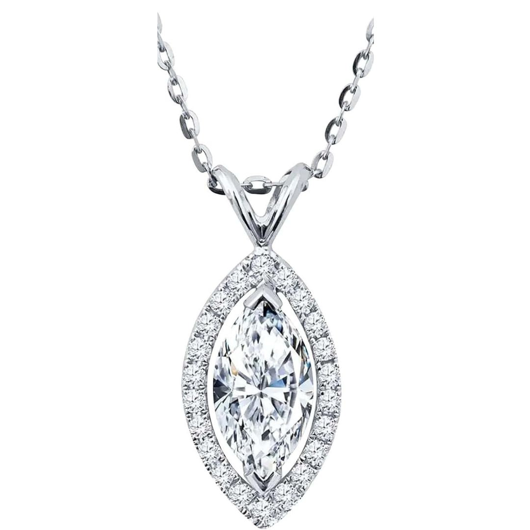 0.75ct Diamond Marquise Pendant In 18k Gold