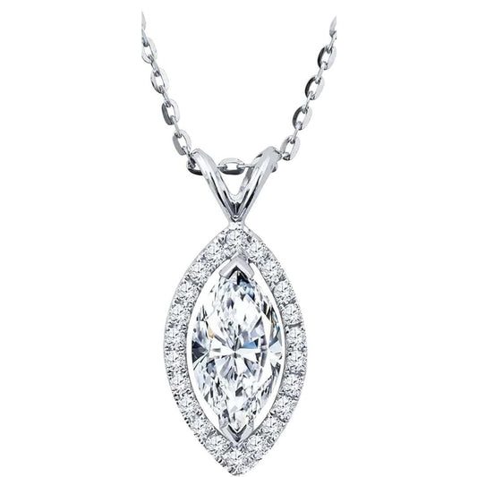 0.75ct Diamond Marquise Pendant In 18k Gold