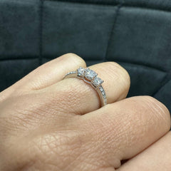 Three Stone Prong Set Lab Diamond Ring Perfect for Anniversary Gifts - in 925 Silver