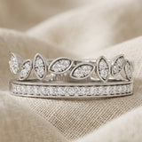 Double Band Stacking Ring with 0.25ct Lab Diamond in 925 Silver