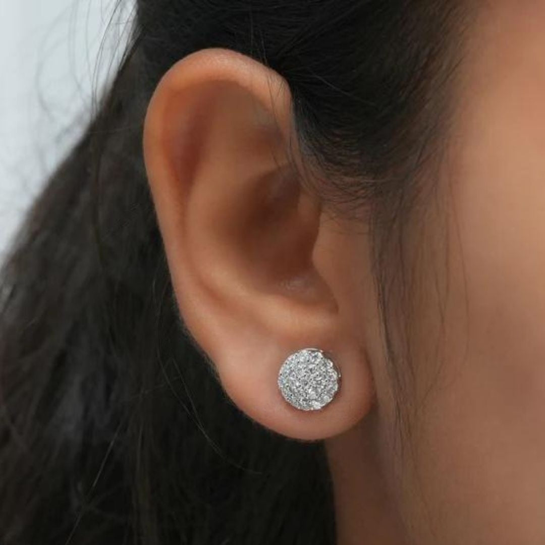 Natural Diamond Cluster Studs Earrings White Gold