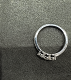 Bague de fiançailles trois diamants de laboratoire en argent sterling 925