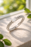 Oval Diamond Solitaire Chain Ring in White Gold – Contemporary Statement Design