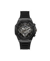 GUESS Men's Watch GW0263G4 – 44mm Black Stainless Steel Case, Black Silicone Strap