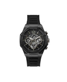 GUESS Men's Watch GW0263G4 – 44mm Black Stainless Steel Case, Black Silicone Strap