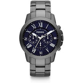 Fossil Men’s Grant Chronograph Watch, Smoke Stainless Steel & Blue Dial