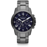 Fossil Men’s Grant Chronograph Watch, Smoke Stainless Steel & Blue Dial