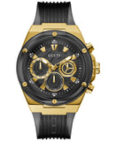 Montre Guess pour homme avec bracelet en silicone noir texturé, 46 mm