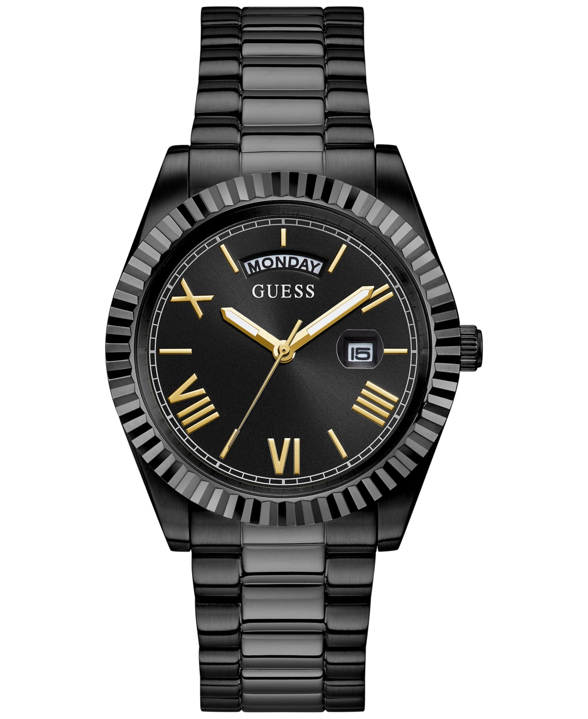 GUESS Men's Watch GW0265G4 – 42mm Black-Tone Stainless Steel, Gold-Tone Accents